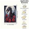"Dark Fantasy Dragon with Red Roses Wall Art Print"Blanket Flannel Throw Blanket for Sofa, Bed, Travel, Camping, Office, Couch, Chair, And B