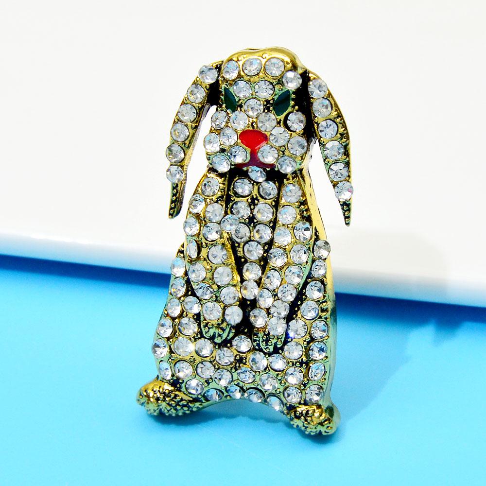 New Rhinestone Rabbit Brooch Chinese Zodiac Pin Vintage Animal Jewelry New Year Ccessories 2 Colors Available