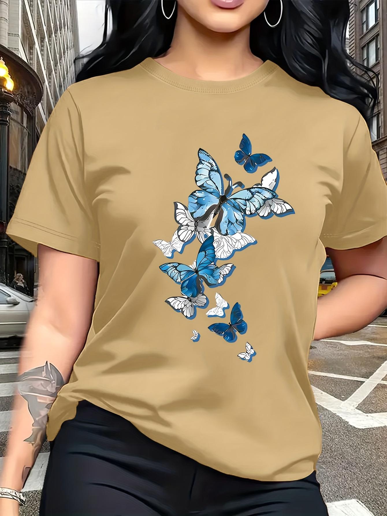 

Blue And White Butterfly Pattern Print. Fashionable And Breathable T-Shirt. Suitable for Family Trips. Casual. Daily Commuting. Matching Outfits for S S дубильная кора