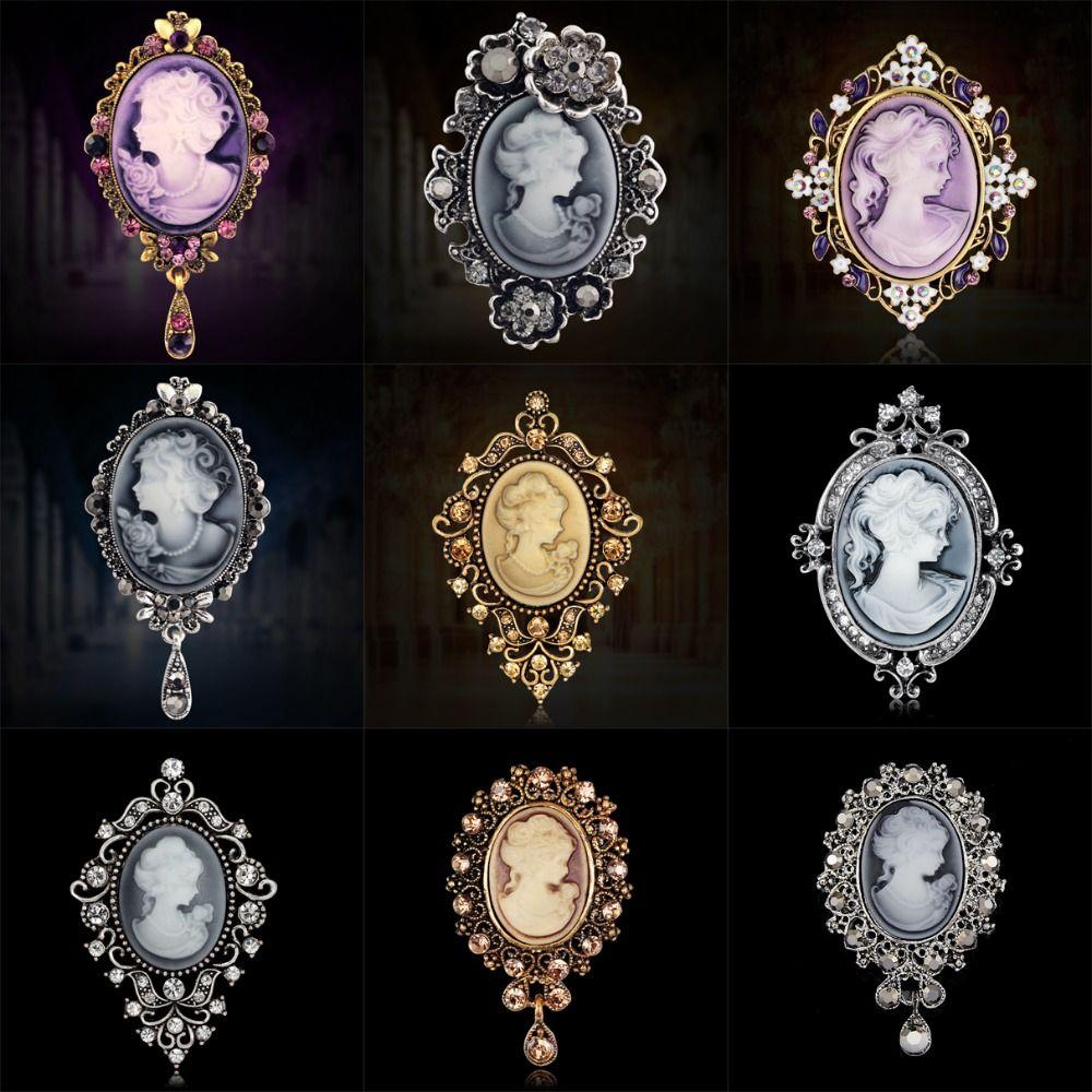 Head Design Crystal Rhinestones Brooches Vintage Style Gothic Brooches Women's Accessories