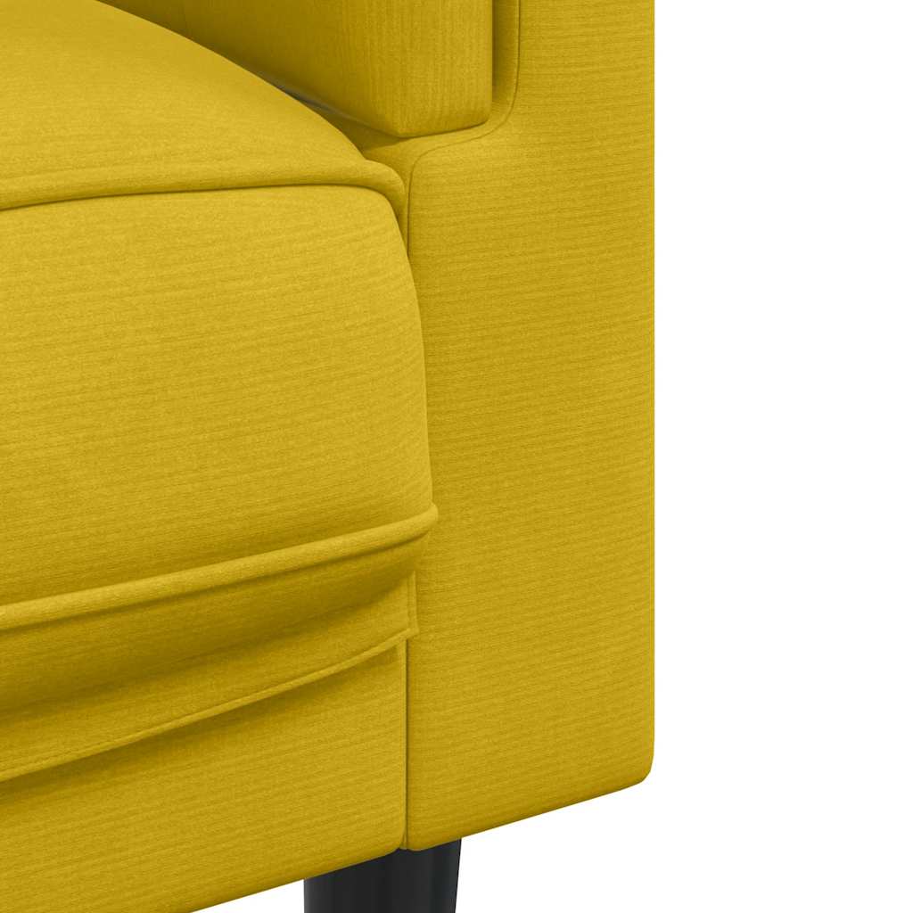 3 Piece Sofa Set with Cushions Yellow Velvet