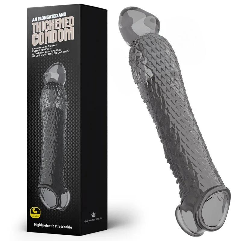 Penis Sleeve Extensions Condom Male Enlargement Delay Vibrators Clits Massager Cock Ring Vibrating Penis Cover Sex Toys For Men