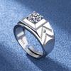 925 Sterling Silver Rings for Men Shining Crystal Adjustable Size Fashion Gifts Engagement Wedding High Quality Jewelry