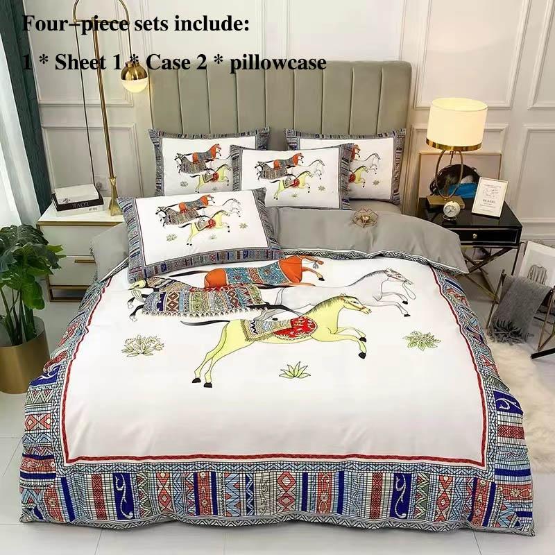 Leka Cotton Four-piece Sheets Were Sleeve Pillowcase Set 1 Light Luxury 1.5 Meters 1.8 Bed Supplies Home Textile