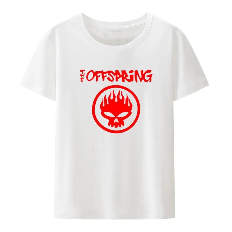 Flame Skull Head Punk Print TShirt Women And Unisex The Offspring Band Hiphop Streetwear Fashion Cool Camisetas Plus Size Tops