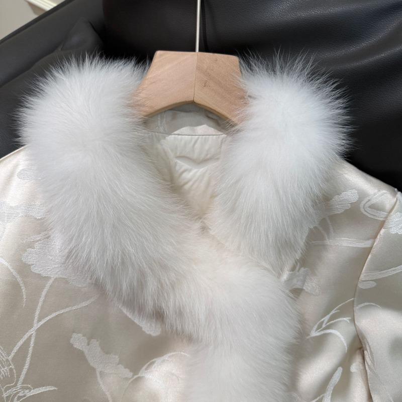 Real shot jacket fox fur female real hair Chinese style down jacket coat