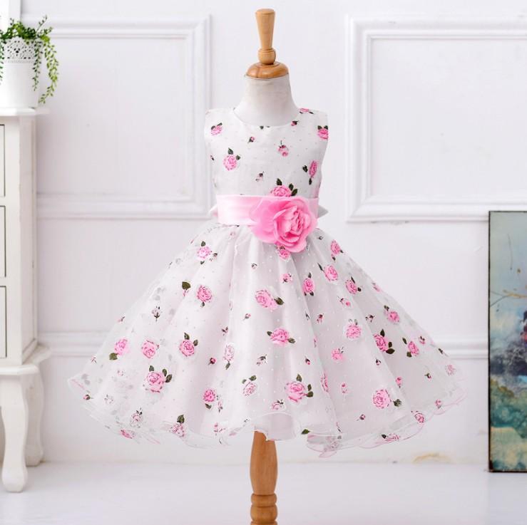 0-10 Years Summer Toddler Baby Girls Dress For Party Wedding Birthday Print Flower Christening Gown Children Clothes Floral