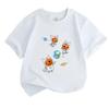 Kids Boys Girls 100% Cotton Crew Neck Short Sleeve T-Shirt, Cute Space Astronaut Cat Print Casual Breathable Tee for Children Daily Wear Outdoor Activ