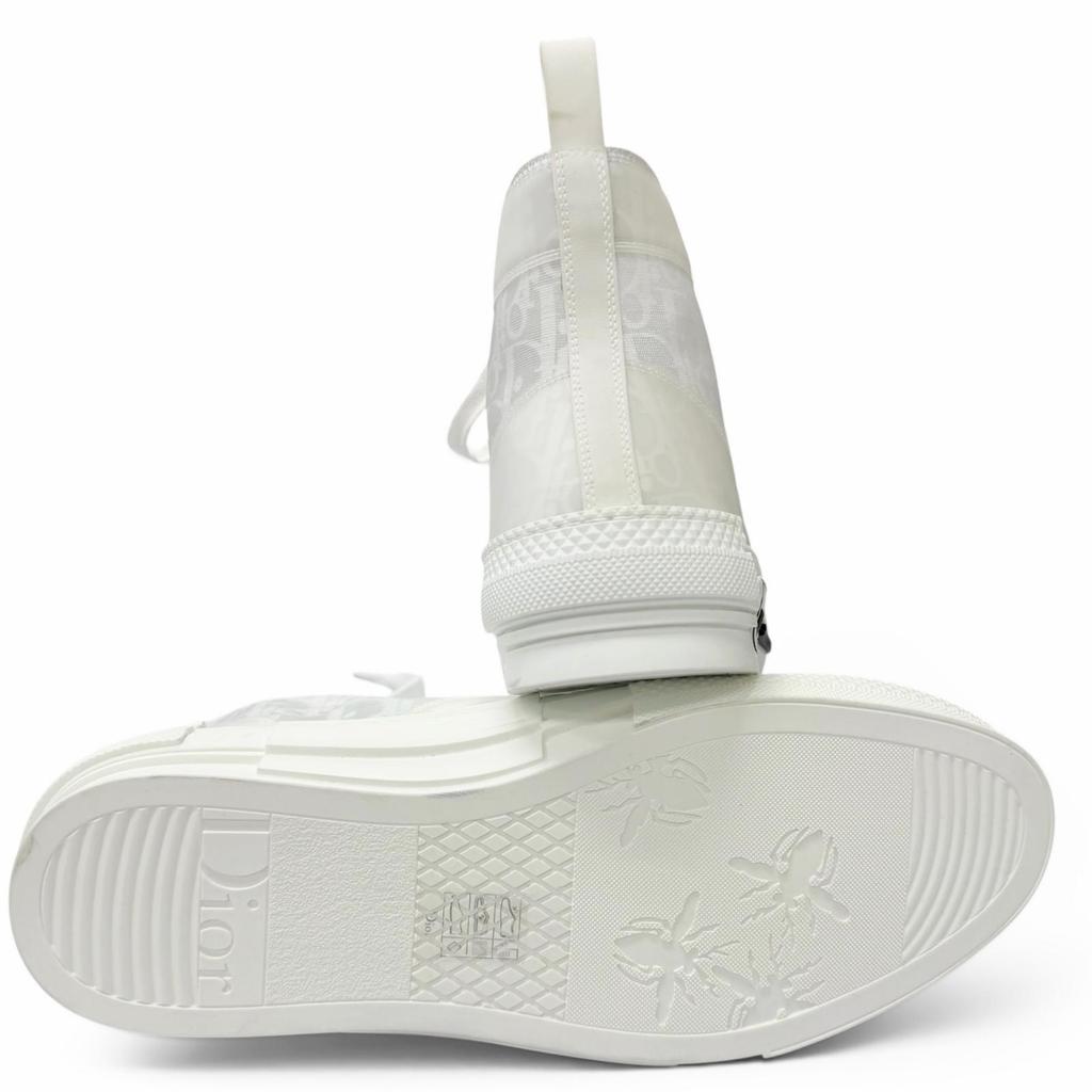Excellent DIOR High Cut Sneakers B23 Oblique Pattern White Rubber Mens 43 Used