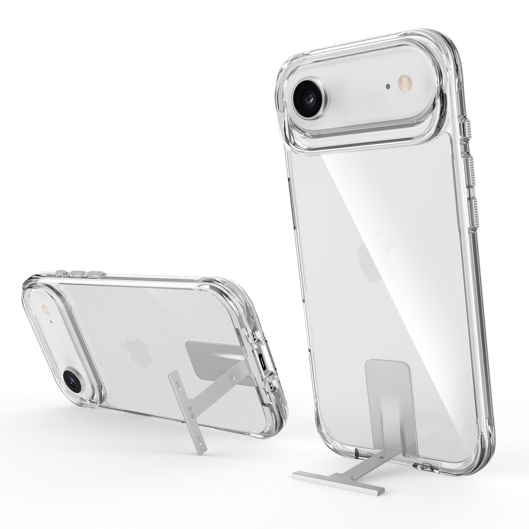 

For iPhone 17 Air Case TPU+PC Transparent Phone Cover with Kickstand A