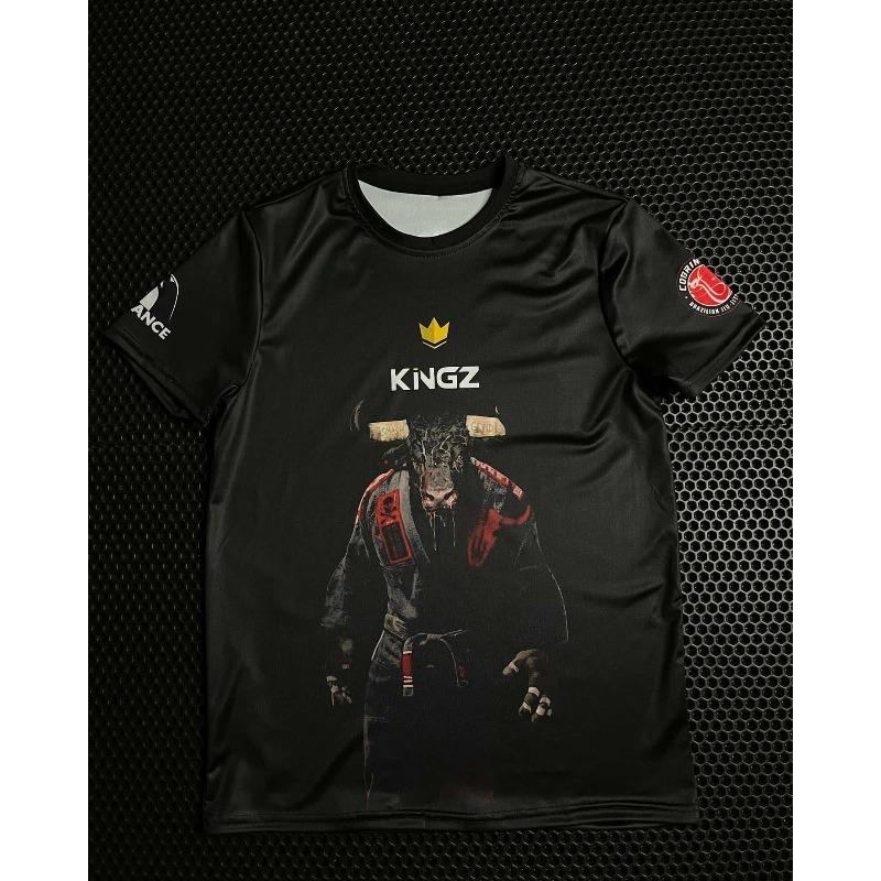 2026 New Brazilian Jiu-Jitsu Themed T-Shirt Dark Bullfighting Print Men's Quick-Drying Breathable Fighting Training Short-Sleeve