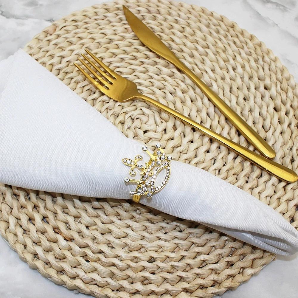 10PCS Style Personalized Diamond Crown Napkin Rings Metal Napkin Holder for Wedding Table Decoration Christmas Home Decoration