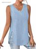 Spring/Summer V-Neck Sleeveless Eyelet Jacquard Women's Casual Vest Top