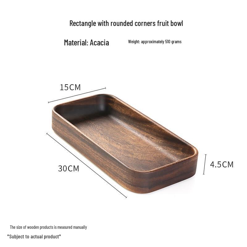 Acacia Wood Rectangular Serving Tray 30x15x4.5cm Rectangular