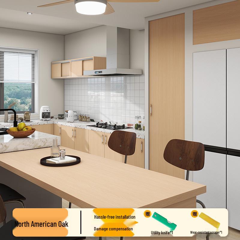 Wood Veneer Self-Adhesive Wallpaper: Thick, Soft, Imitation Wood Grain for Doors, Tables, and Furniture Renovation.