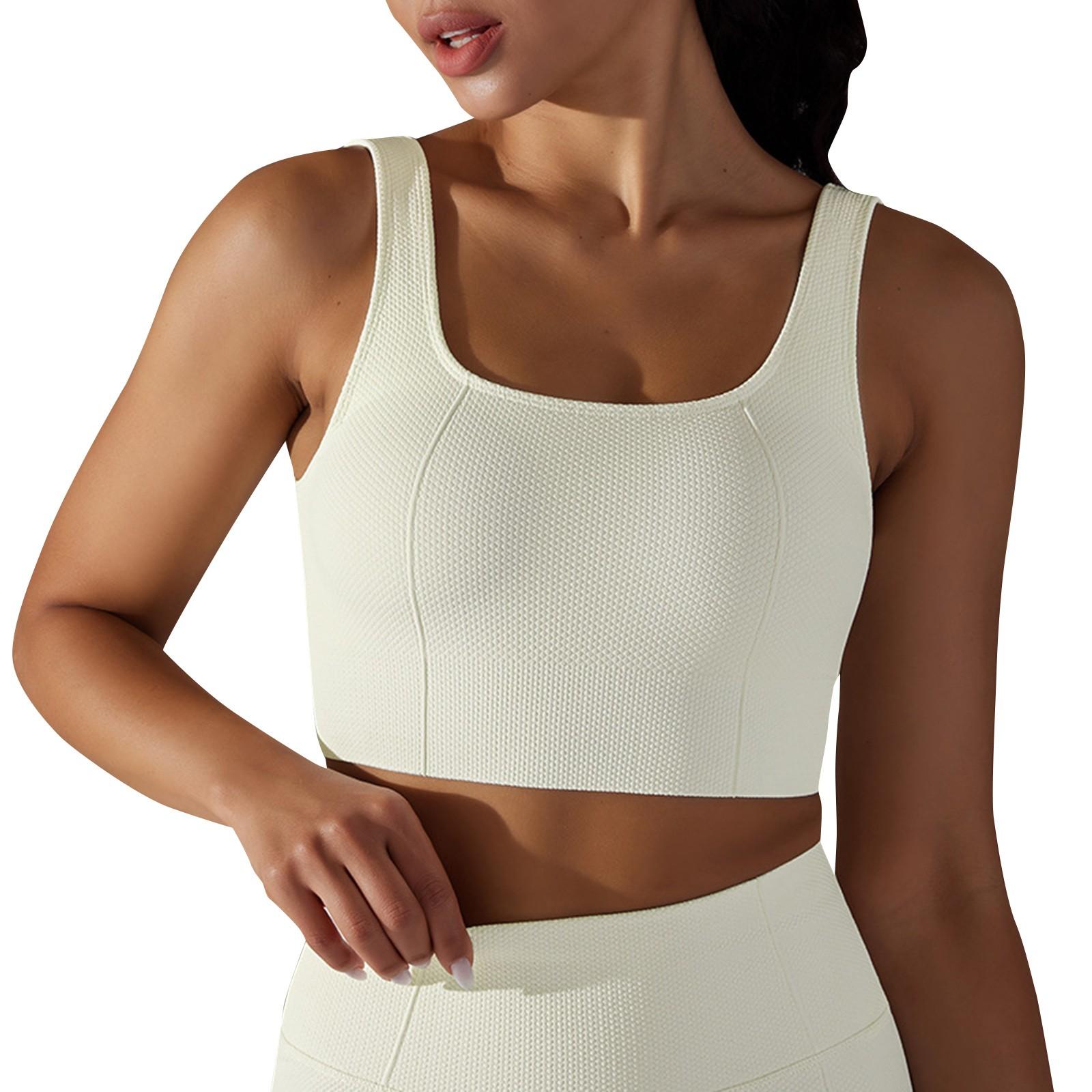 

Бесшовные вязаные однотонные подтяжки в горошек с красивой спиной, бюстгальтер, спортивная одежда для бега и фитнеса, жилет, топ S белый