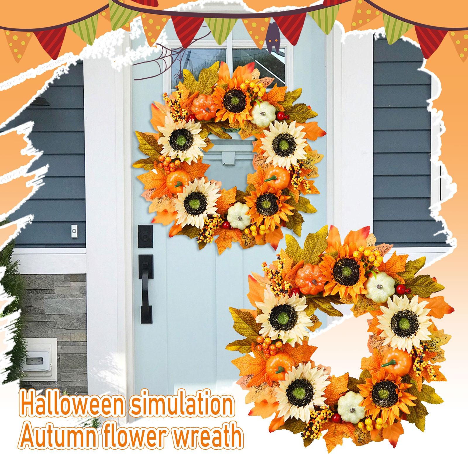 

Осенний венок для входной двери венок с искусственной тыквой One Size