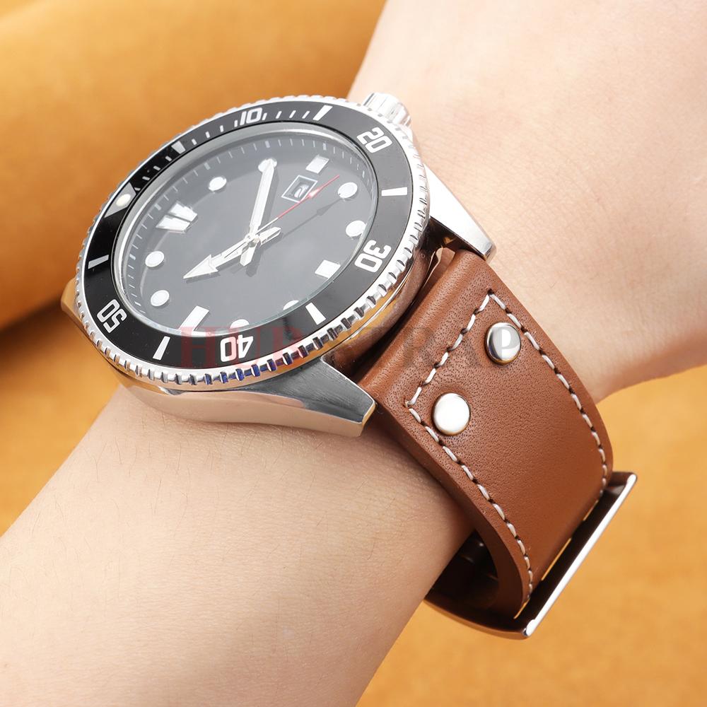 20 22mm Genuine Leather Watch Strap for Hamilton Khaki Aviation Field Navy H70595593 H77616533 Business Watchband Men Wristband