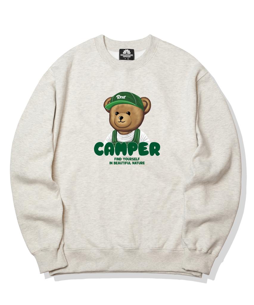 TRIPSHION Camper Bear Graphic Crew Neck - Ivory