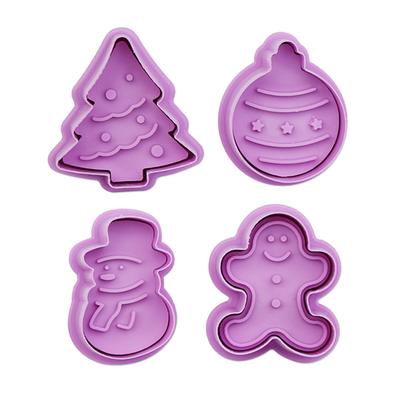 4Pcs Thanksgiving Christmas Baking Mold Biscuit Stamp 3D Biscuit Plunger Cutter DIY Baking Mold