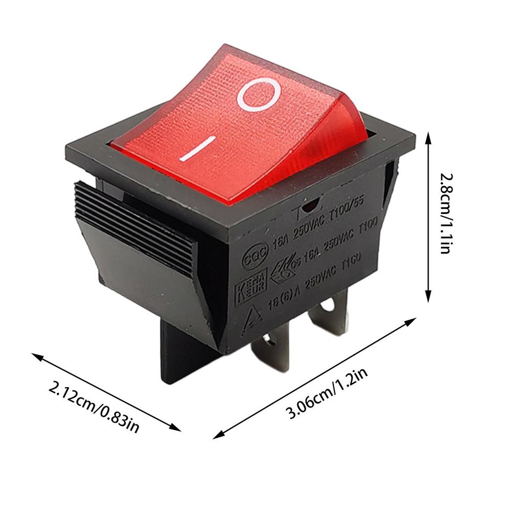 Întrerupător basculant 16A, 4 pini, întrerupător pornit-oprit, ignifug, rezistent la uzură, cu accesoriu auto luminos, 2 culori, întrerupător basculant sigur