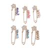 6pcs Brooch Bright Golden 6 Colors Elegant Style Decorative Attractive Jewelry for Parties Appointments