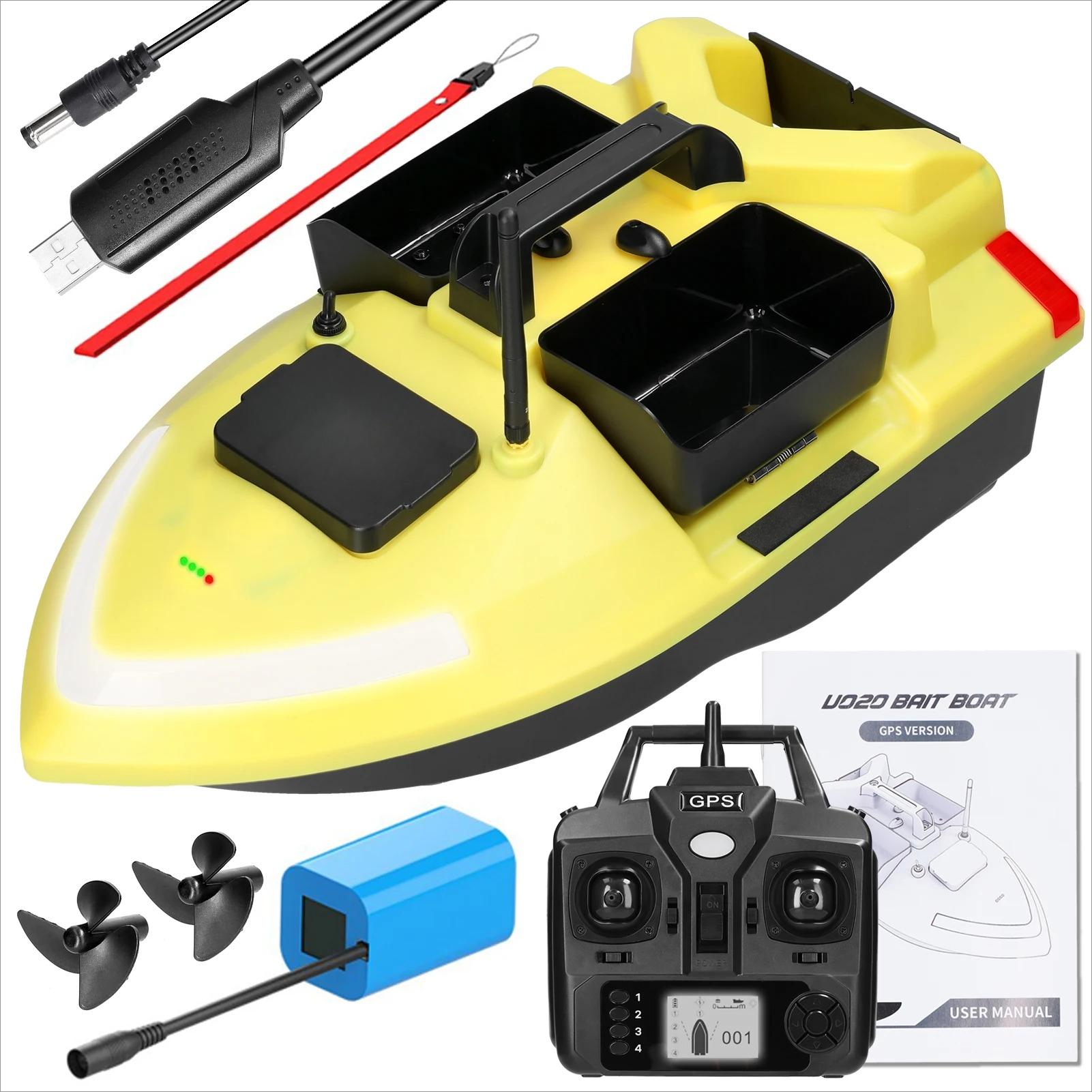 

2026 V020 Intelligent GPS Fishing Bait Boat 500m Remote Control Bait Boat Dual Motor Fish Finder Support Automatic Cruise/Return/Route Correction V020+GPS+5200Mah