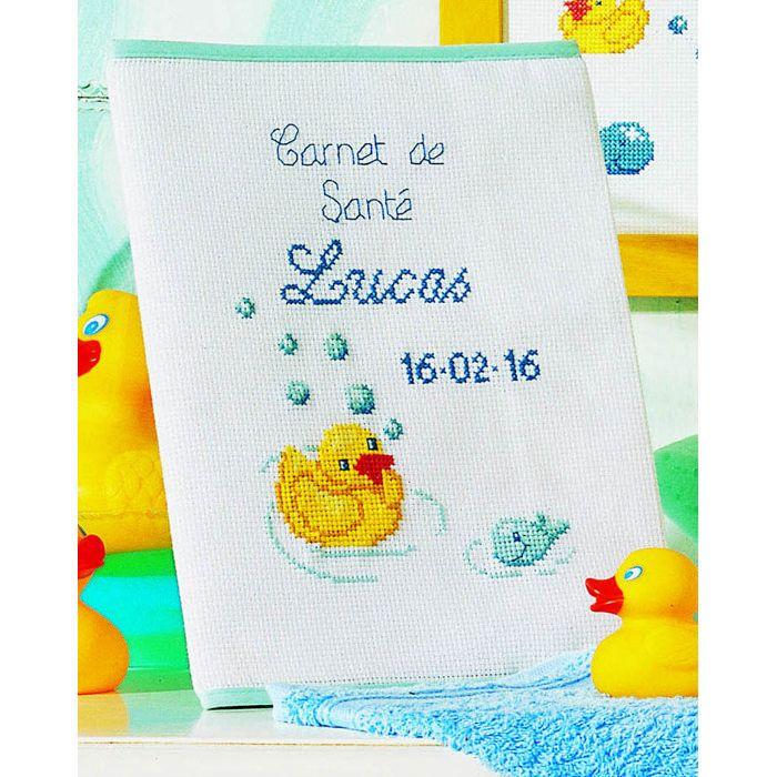 Kit à broder au point de croix protège carnet de santé Canard