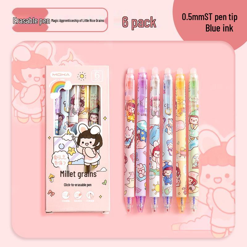 Стираемая гелевая ручка Crystal Blue Peach: Нажимаемая волшебная легкостираемая студенческая ручка 0.5mm