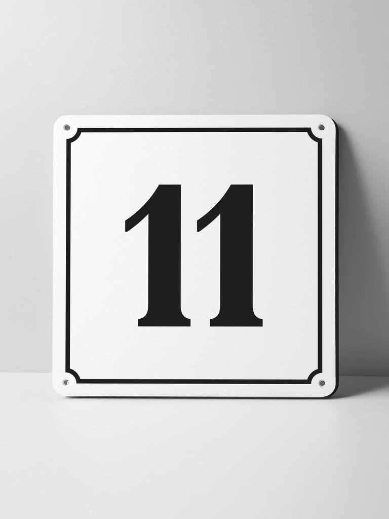 Metal Sign Black House Number On White Background Outdoor Wall Art Decor
