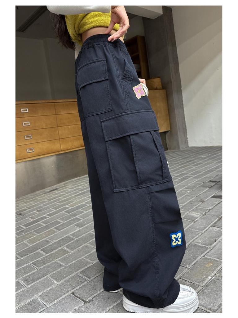 Girls' 2025 Autumn Cargo Wide-Leg Pants: Casual Street Style