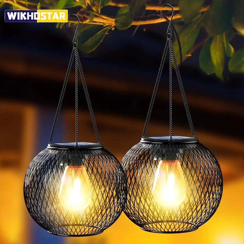 Solar Lantern Outdoor, Ortiny Upgraded Solar Lights for Outside Decorative Outdoor Hanging Lights Waterproof Solar Lanterns