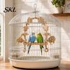 Parrot Beak Care Toy Bird Swing Perch, Wooden Blocks Chew Toy, Beaded Arch Chewing Accessory Swing, Cage for Lovebird Budgie Cockatiel Conure