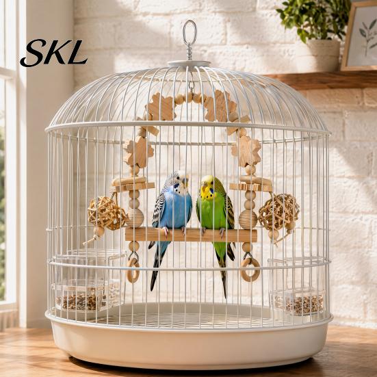 Parrot Beak Care Toy Bird Swing Perch, Wooden Blocks Chew Toy, Beaded Arch Chewing Accessory Swing, Cage for Lovebird Budgie Cockatiel Conure