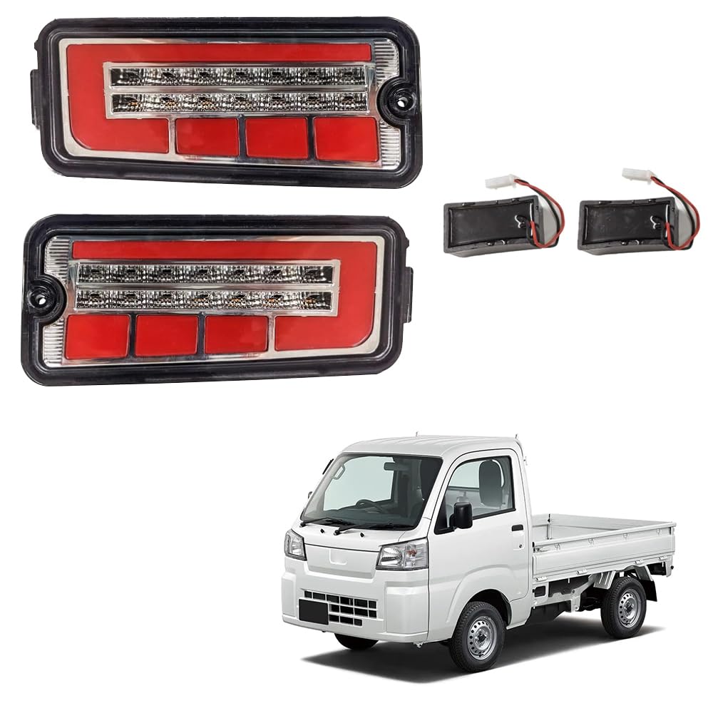 Syncnika Set of 2 LED Tail Lights for Toyota Hijet Jumbo Truck Early Replacement for OEM with Sequential Turn Signals and Clear Lens Red Lens