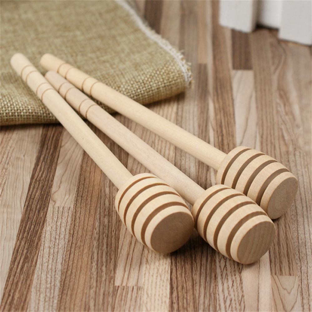 100pcs 15cm Wood Honey Dipper Stick Spoon Dip Drizzler Server for Honey Jar Dispense China Mainland