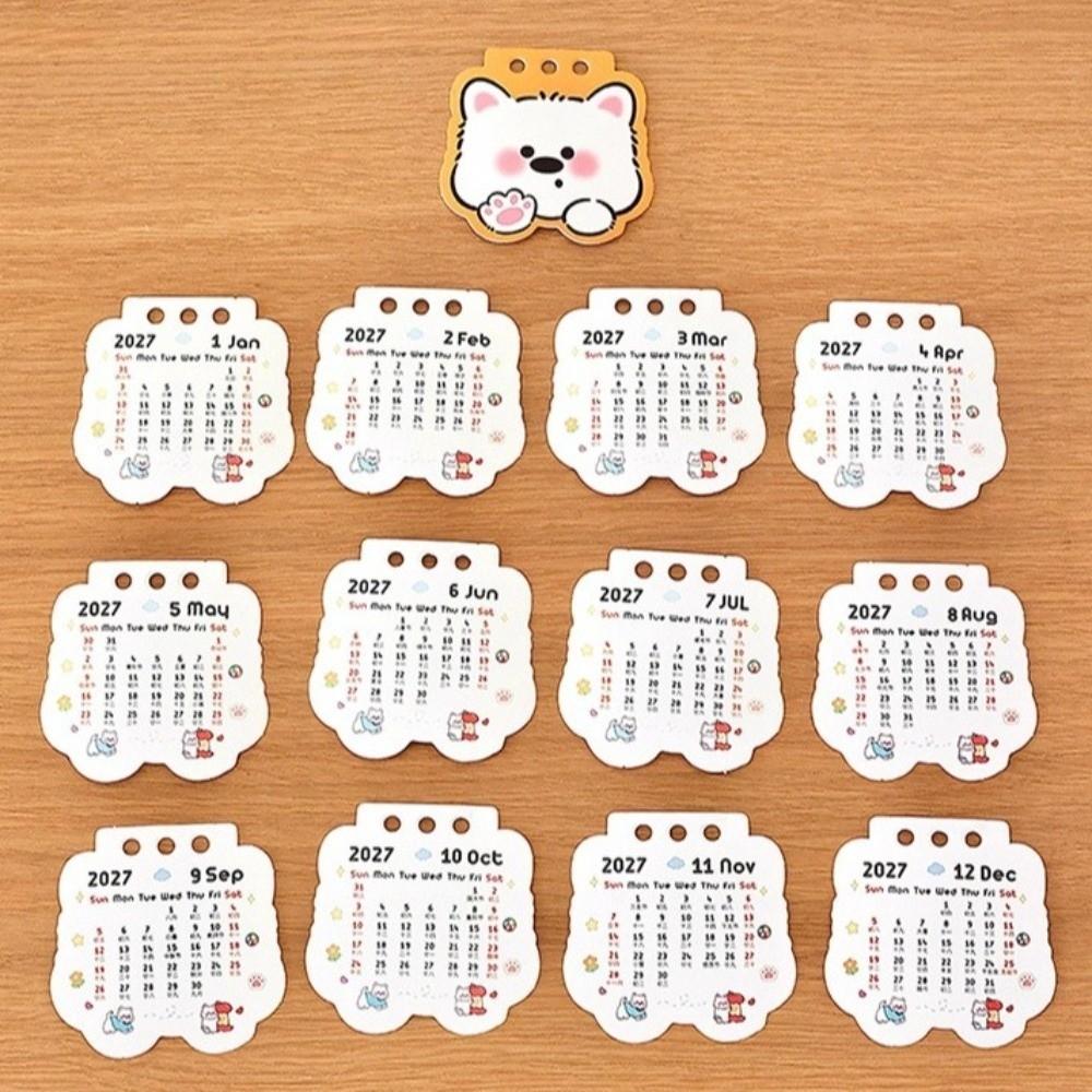 Mini Coil Calendar Sheep/Dog Planner Calendar Cartoon Memo Calendar Home Office
