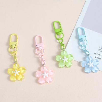 Cute Resin Cherry Blossom Keychain Colorful DIY Car Key Ring Floral Keychains  for Women Jewelry Ornament Lovely Girls Gift