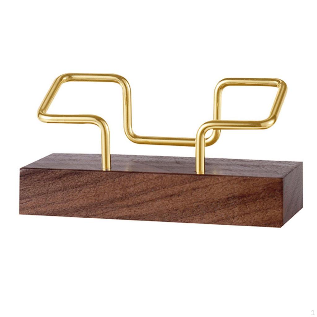 Walnut Business Card Holder, Metal Creative Stand, Desktop Organizer
