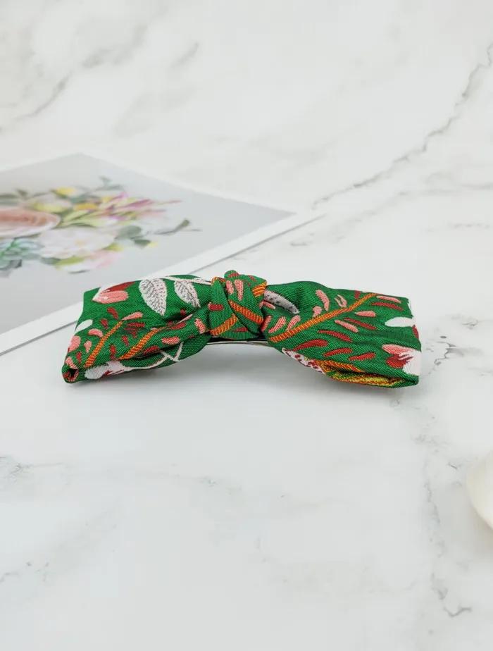 Maia Rose Jacquard Ribbon Pin - D Green