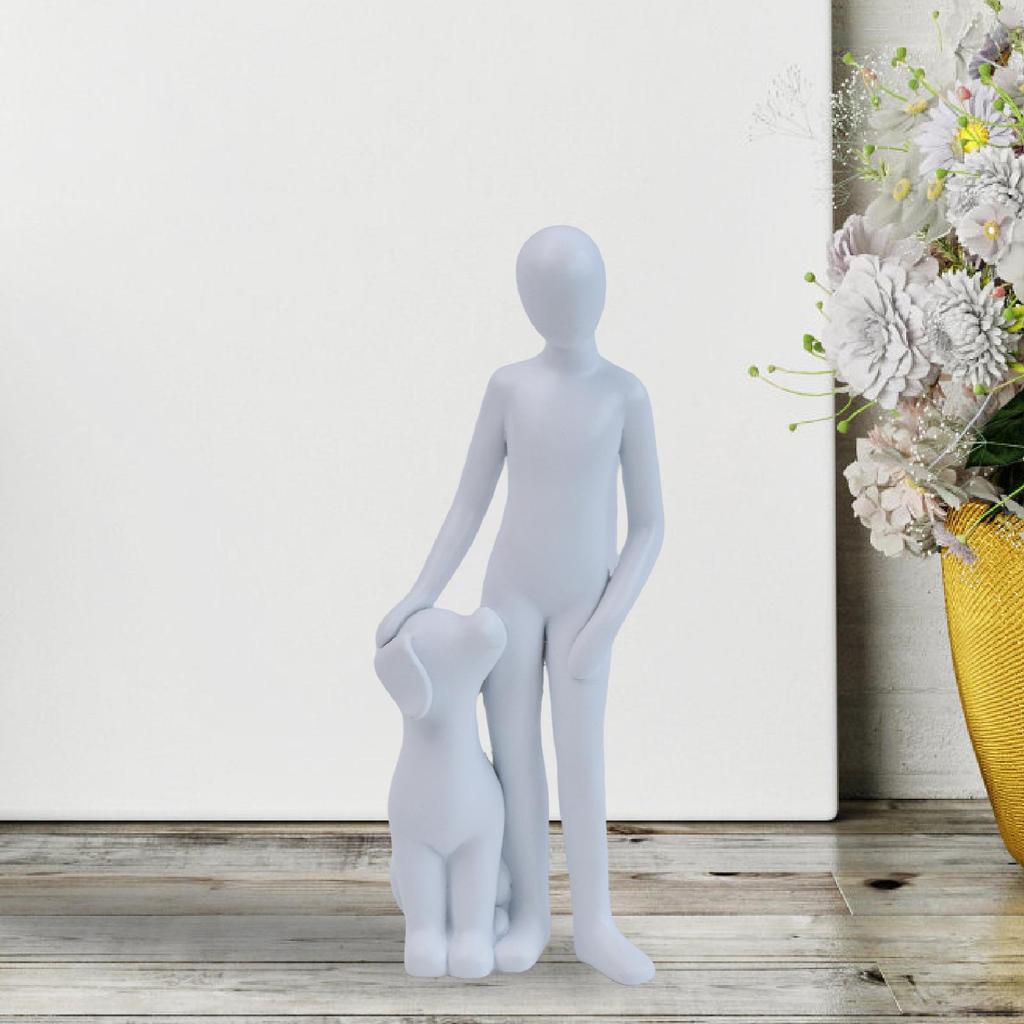 Man with Dog Statue Ornament 2.1x1.5x6.5inch Multipurpose Cute Lightweight for Pet Owners Heartfelt