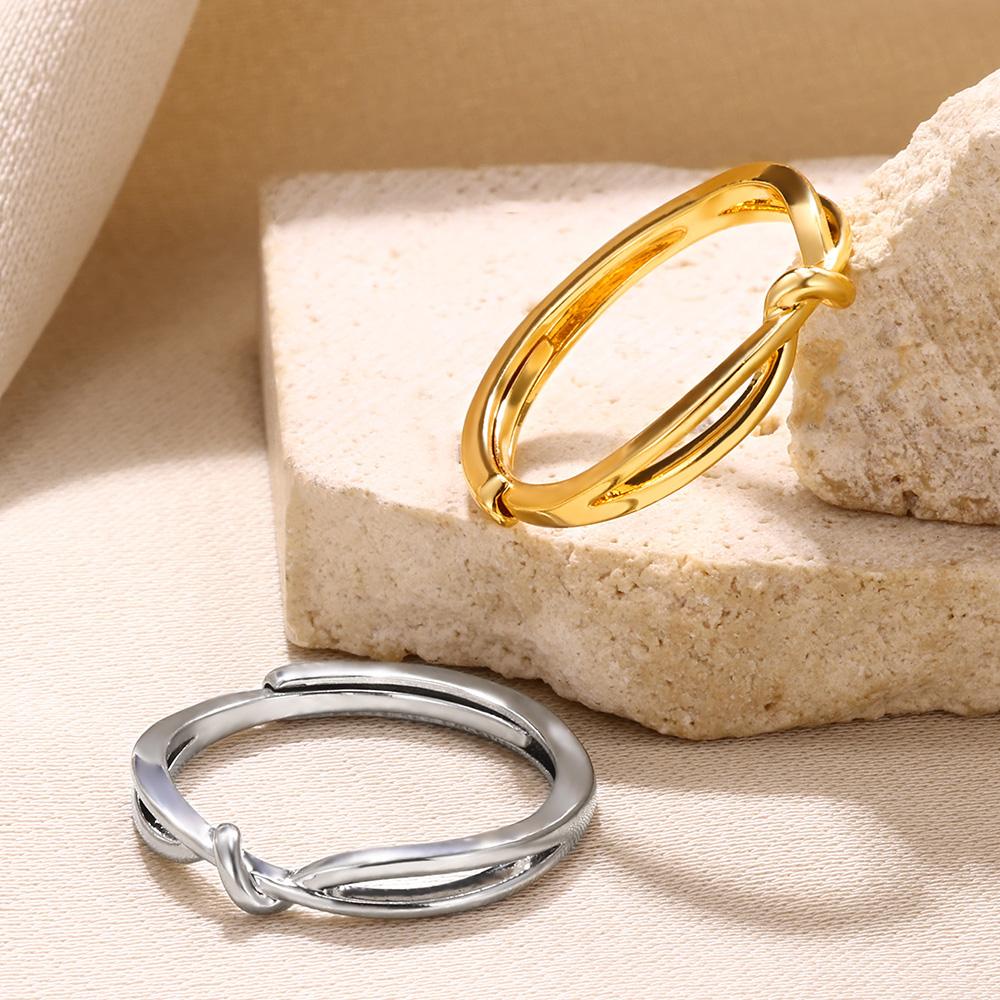 Geknoteter dünner Ring Damen Paar Einfaches Temperament Hand Goldfarbe Verstellbare Fingerringe Schmuckzubehör Allergie verhindern