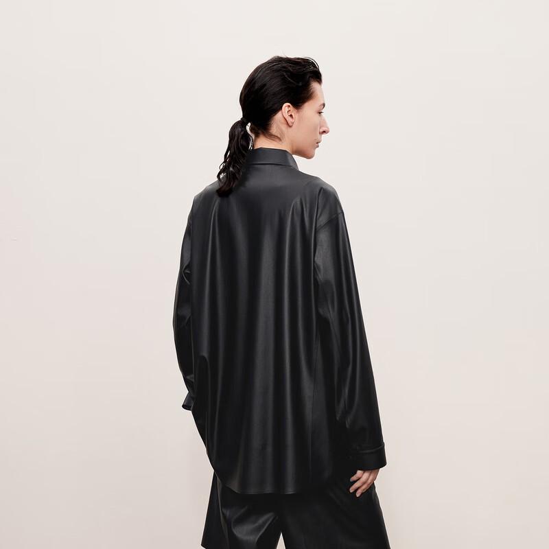 LESS 2024 Autumn Stand Collar Faux Leather Jacket