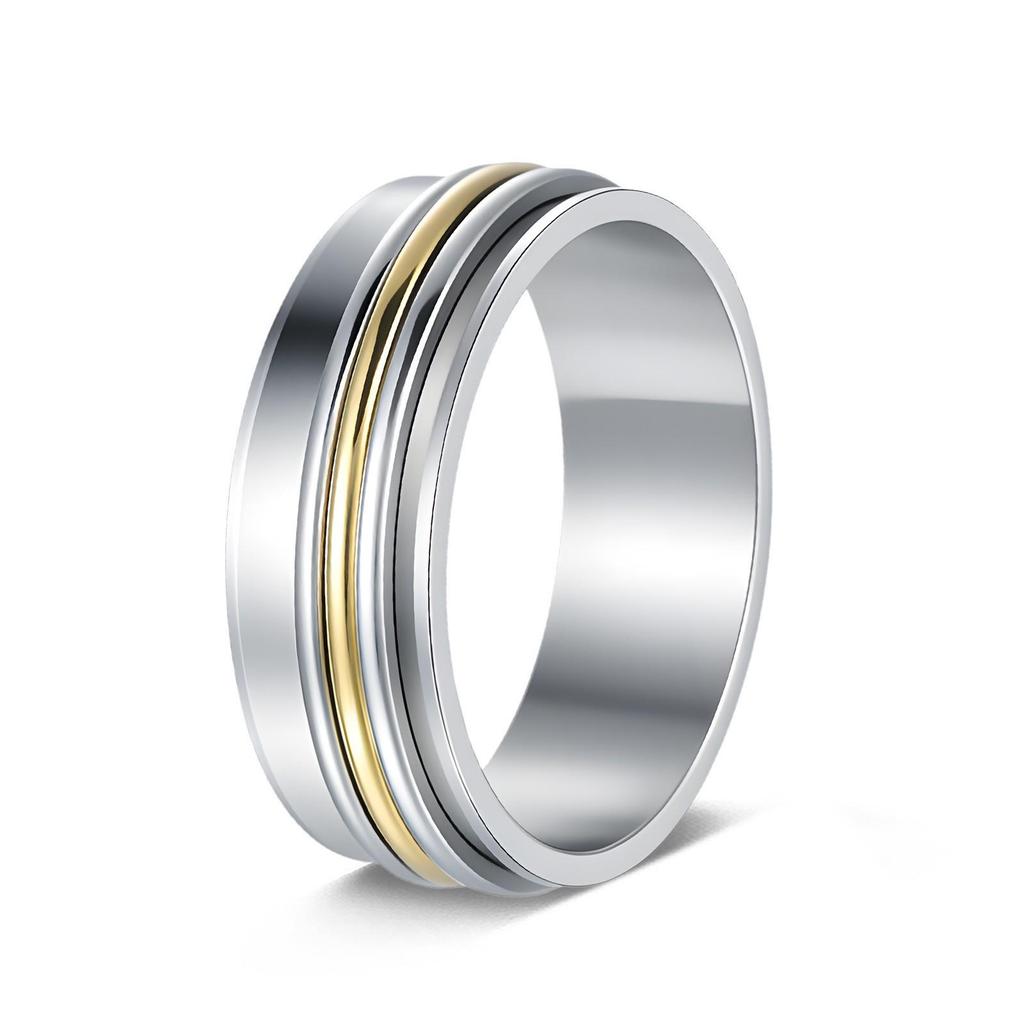 Anel Rotativo Titanium Aço Inoxidável Anti-Stress Feminino Tricolor de Nicho – Joia Que Não Desbota