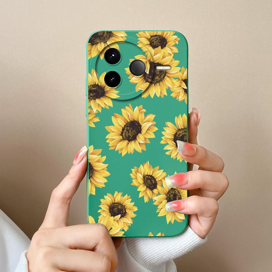 Case For POCO F7 Pro Ultra Pretty Flowers Soft Smooth Liquid Silicone Upgrade Lens Protection Shockproof Back Cover For Girls