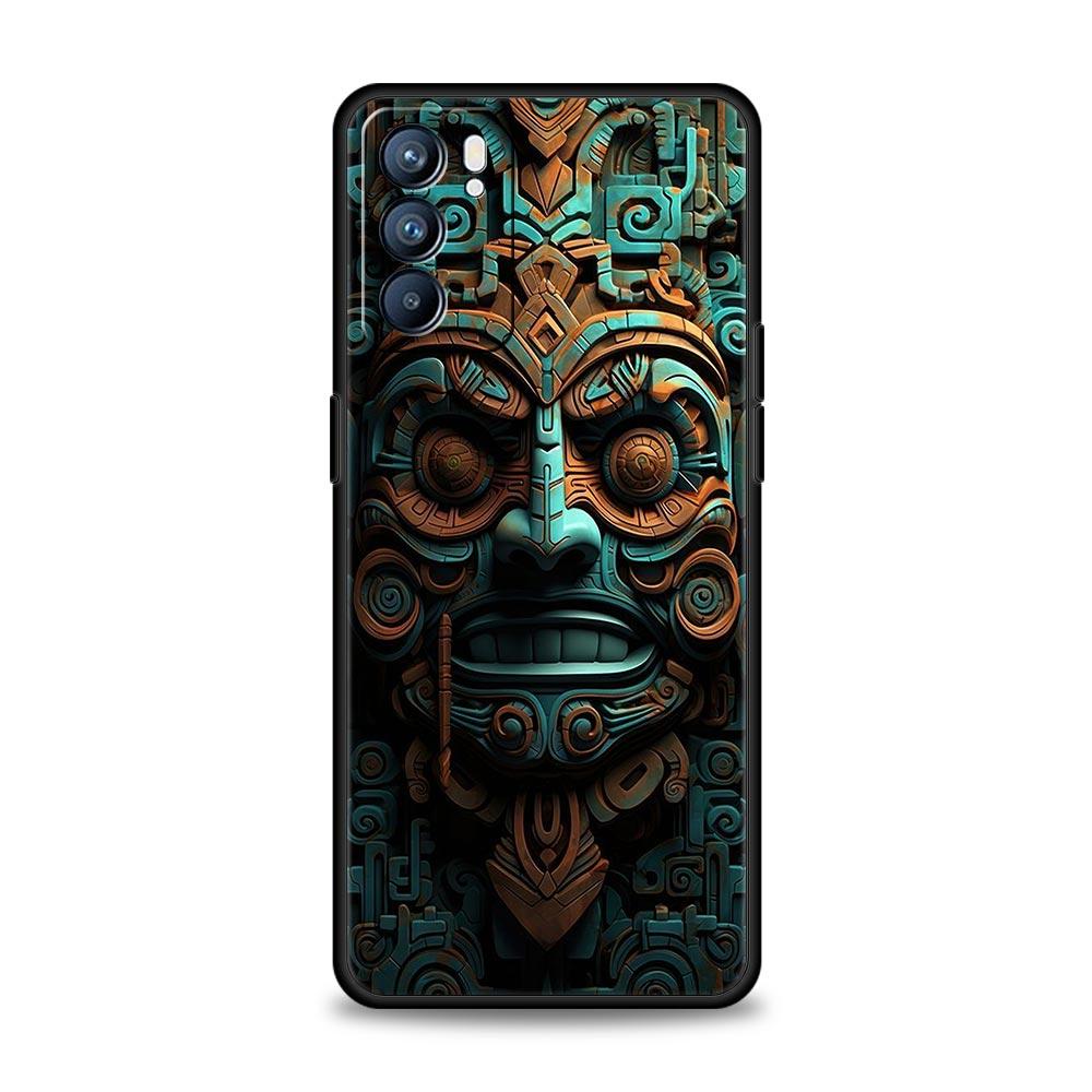 Vintage Totem Painting Phone Case For Oppo Reno 13 12 11 10 7 F Find X5 X6 A98 A80 A79 A78 A57 A54 A31 A17 Pro 5G Soft TPU Cover