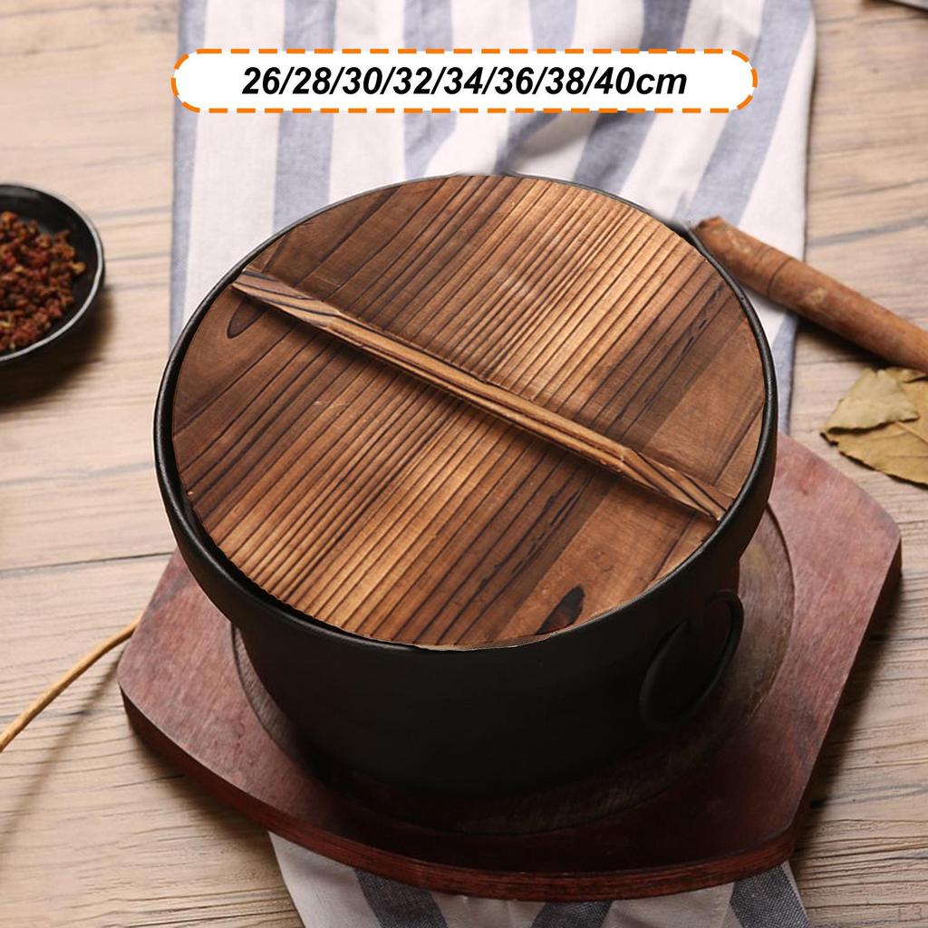 Ergonomic Wooden Lid Kitchen Tool for Pots And Pans Lightweight Anti-scalding with Large Sturdy