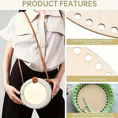 Natural Wooden Crochet Basket Bases Oval/Round Five Sizes DIY Basket Weaving Stand Handmade Blank Crochet Bases Handmade Storage