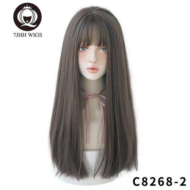 Dlouhé rovné syntetické světle hnědé paruky s ofinou pro ženy, tepelně odolné, pro každodenní použití, horké prodeje, velkoobchodní prodej paruky