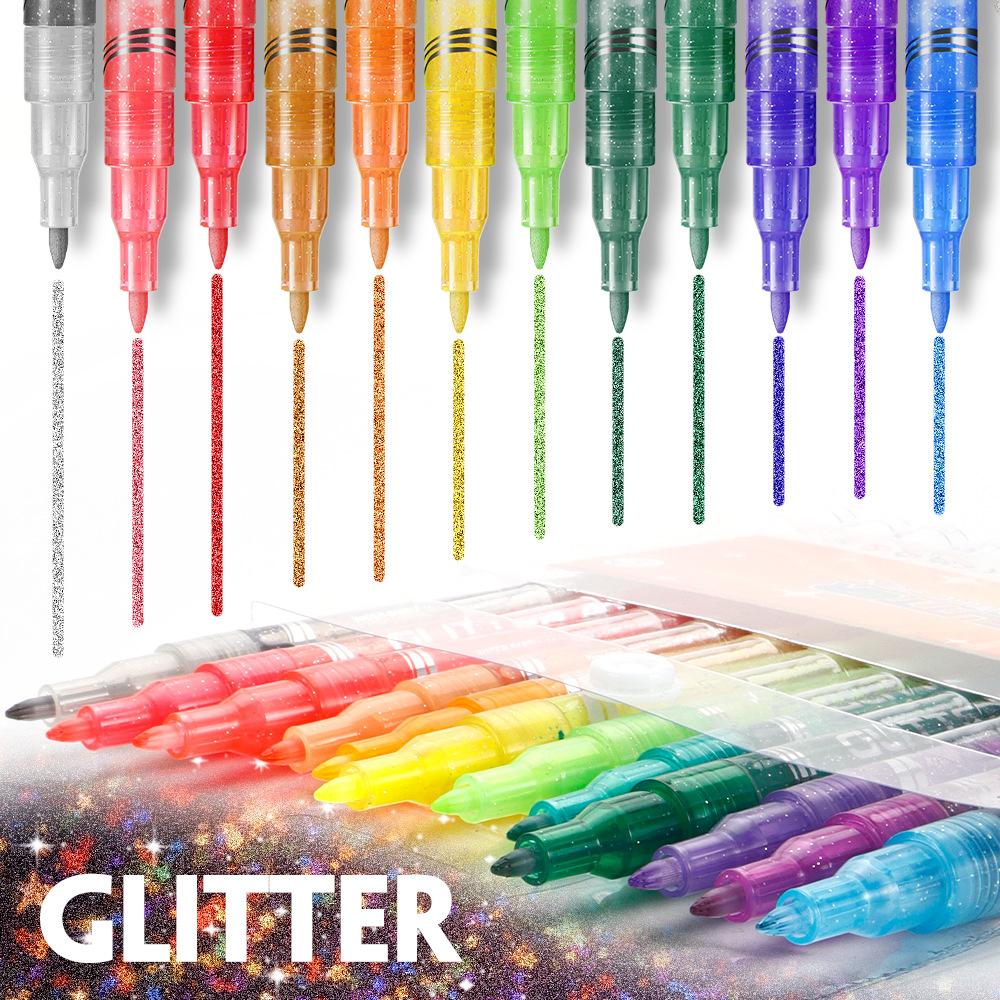 24-Color Glitter Marker Set DIY Journaling and Art Set for Students and Greeting Cards